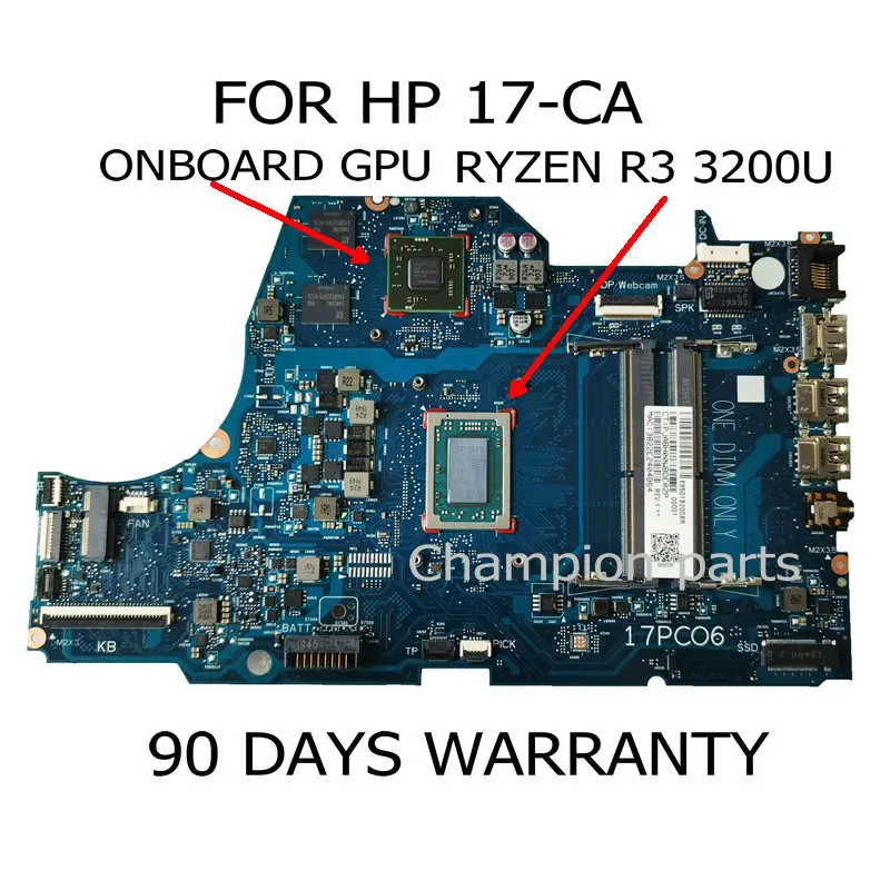 

MLLSE L46462-601 L46462-001 NOTEBOOK MAINBOARD For HP Pavilion 17-CA LAPTOP Ryzen 3 3200U CPU +GPU 6050A3056601-MB-A01