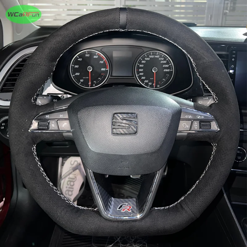 Customize Full Suede Car Steering Wheel Cover For Seat Leon Cupra R Leon ST Cupra Leon ST Cupra Ateca Cupra Ateca FR