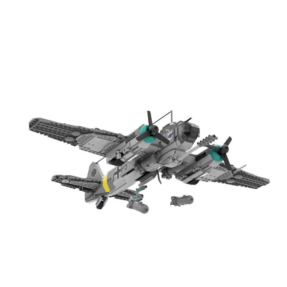 MOC-162971 Military Arms German Air Force Junkers Bomber Building Block Assembly Model WW2 Fighter Brick Toy Children Gifts