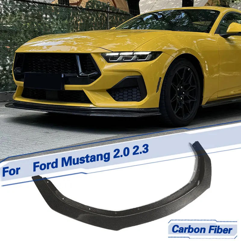 

Car Front Bumper Lip Spoiler Carbon Fiber for Ford Mustang 2.0 2.3 Lowlander 2024 Racing Front Lip Chin Apron Guard Body Kit