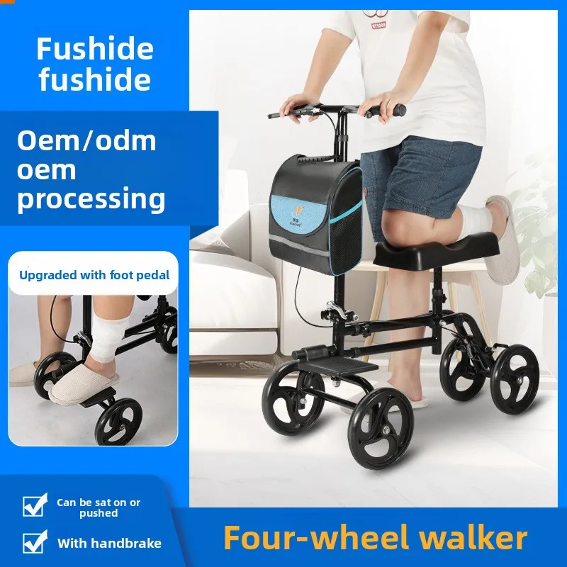 Foldable Single-Leg Mobility Walker with Brake  Health-Care Aid for Fracture Ankle  Leg Injury Recovery Walking Stick