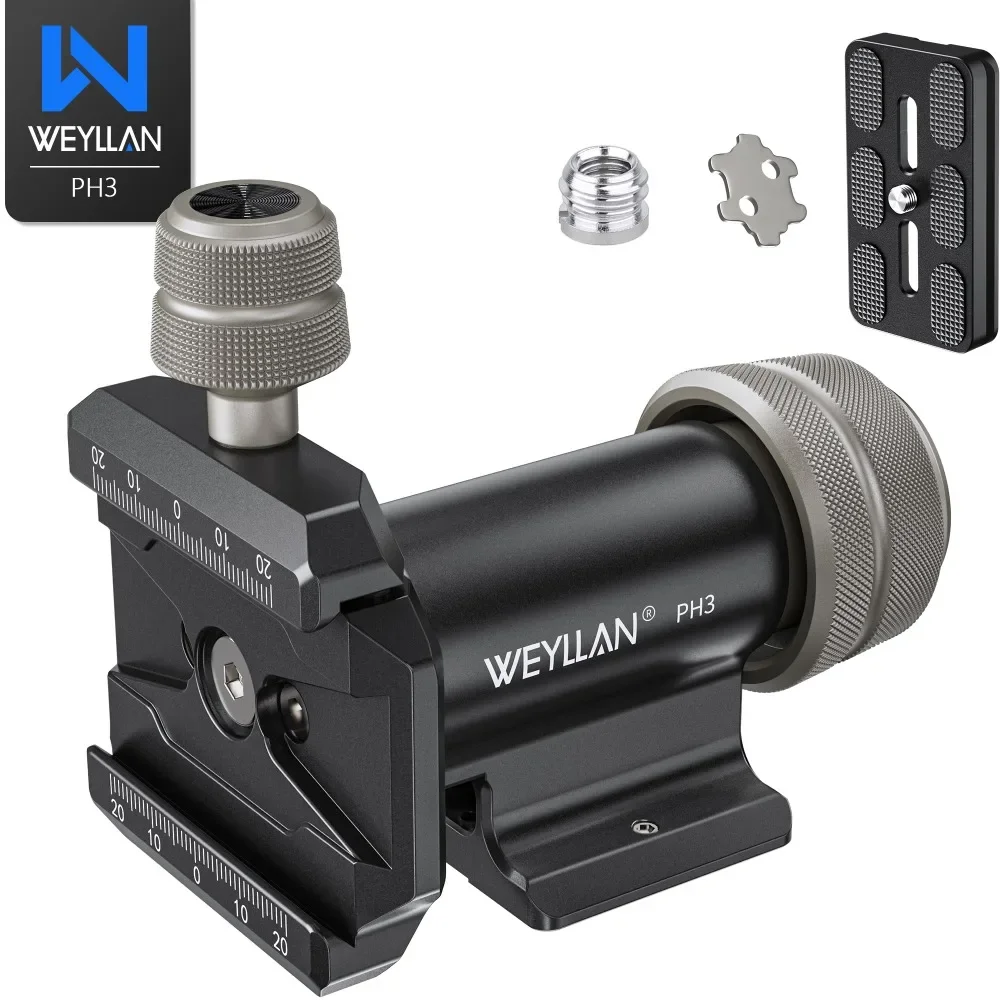 

WEYLLAN PH3 Gimbal Head for Monopod Tripod Long Telephoto Lenses Metal Low Profile Ball Head with Arca Swiss Quick Release Plate