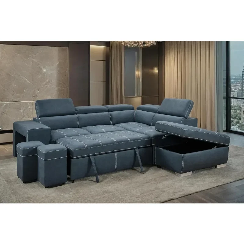 

Premium 104'' Microfiber L Shaped Sleeper Sectional Couch with Pullout Bed