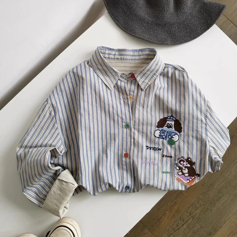 قميص أمريكي مخطط بأزرار مطرزة  - مراجعة Summer Dog Clothing وسعره