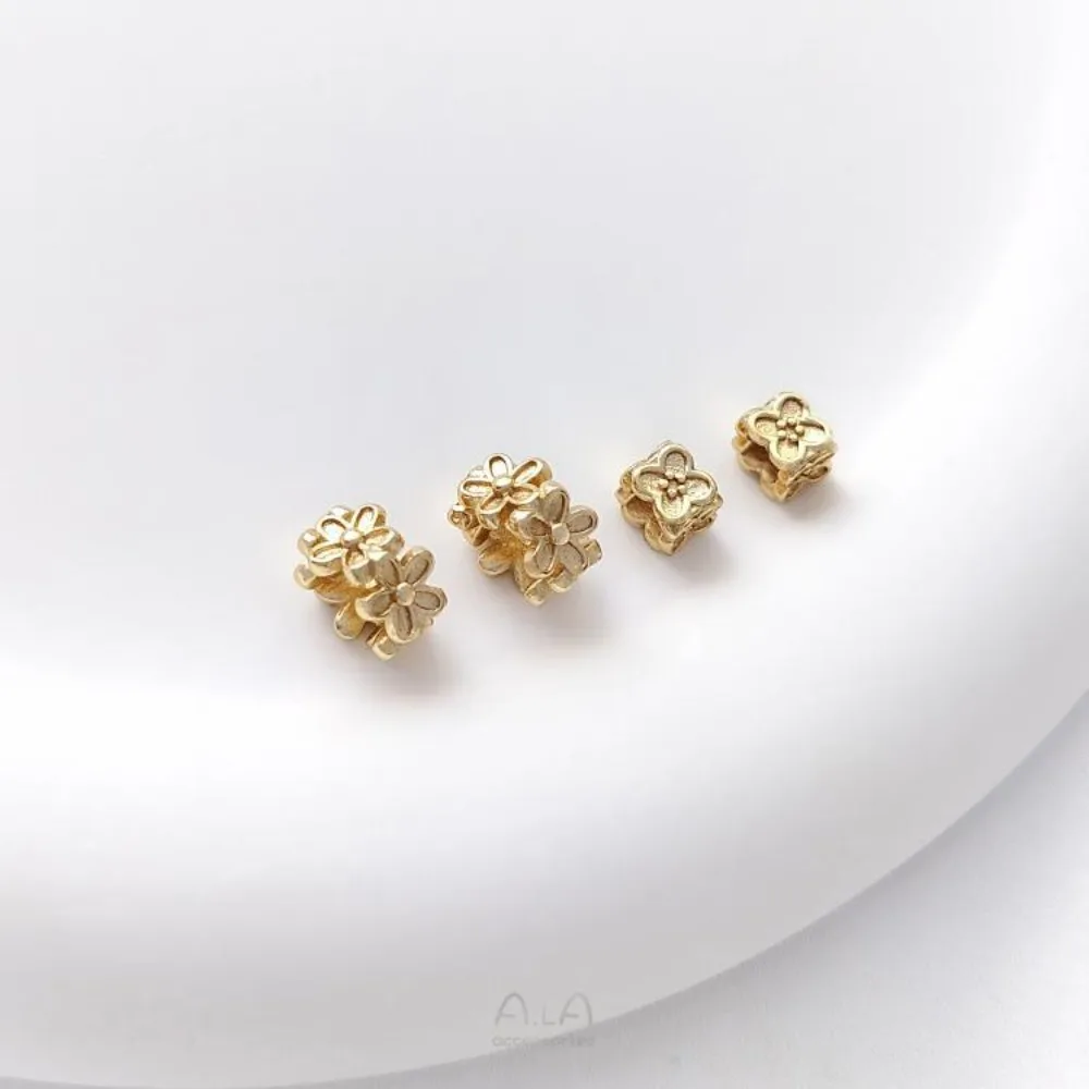 

Медные бусины 14-каратного золота, квадратные цветочные бусины, пять венков, ободок из бисера, DIY веревка, жемчужный браслет, аксессуары