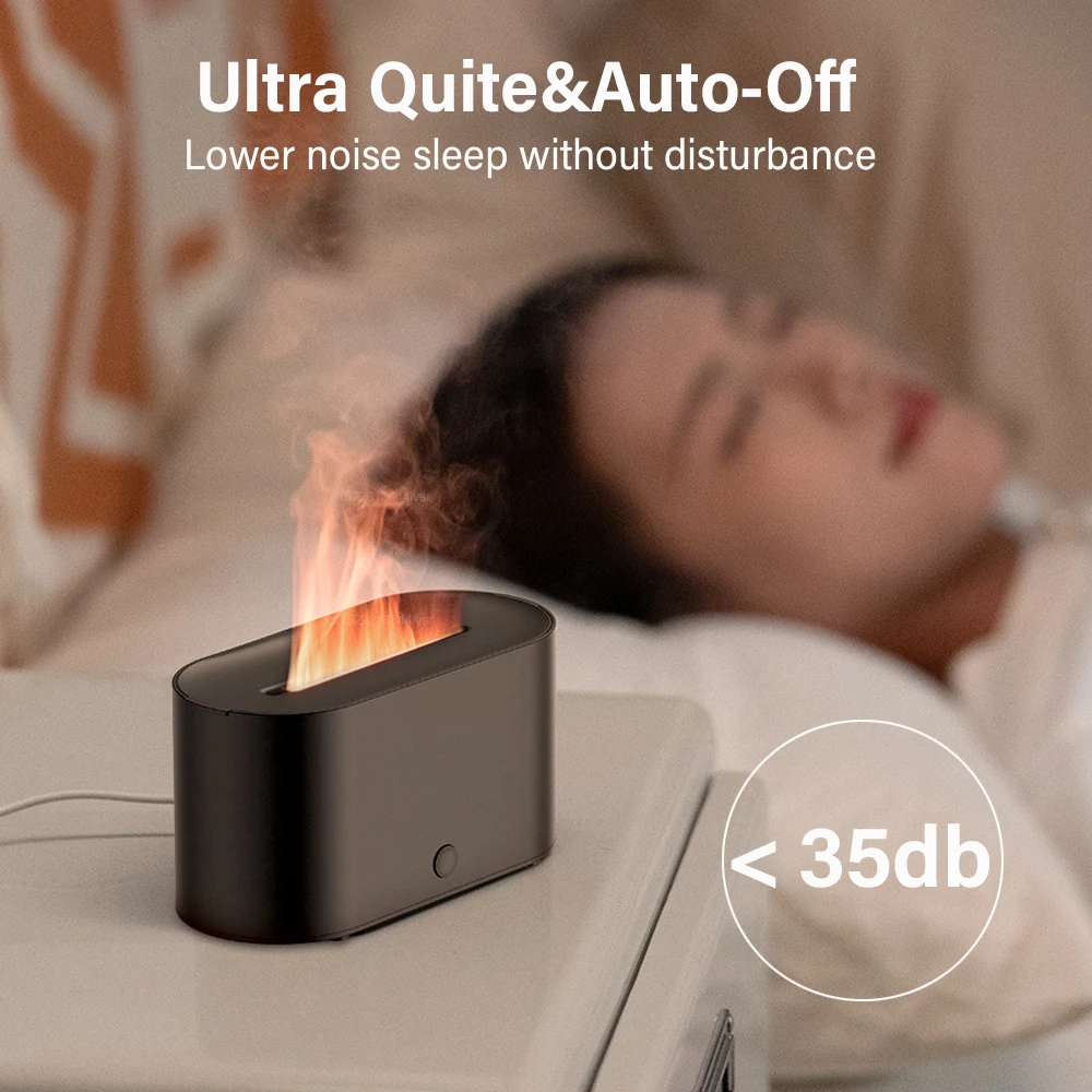 Umidificatore di aromi Diffusore di fragranze ad ultrasuoni Diffusore di oli essenziali di fiamma colorata Umidificatore da tavolo per la camera da letto di casa