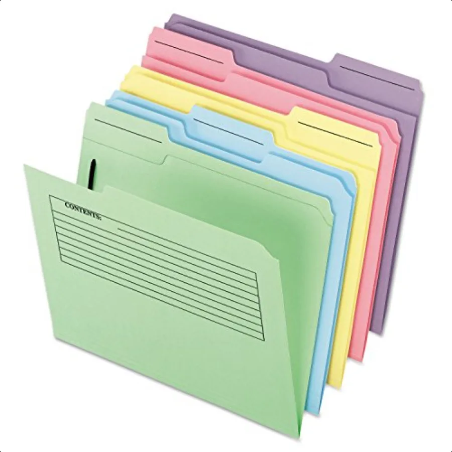 

45270 Printed Notes Folders with Fastener 1 3 Cut Top Tab Letter Assorted Pack of 30