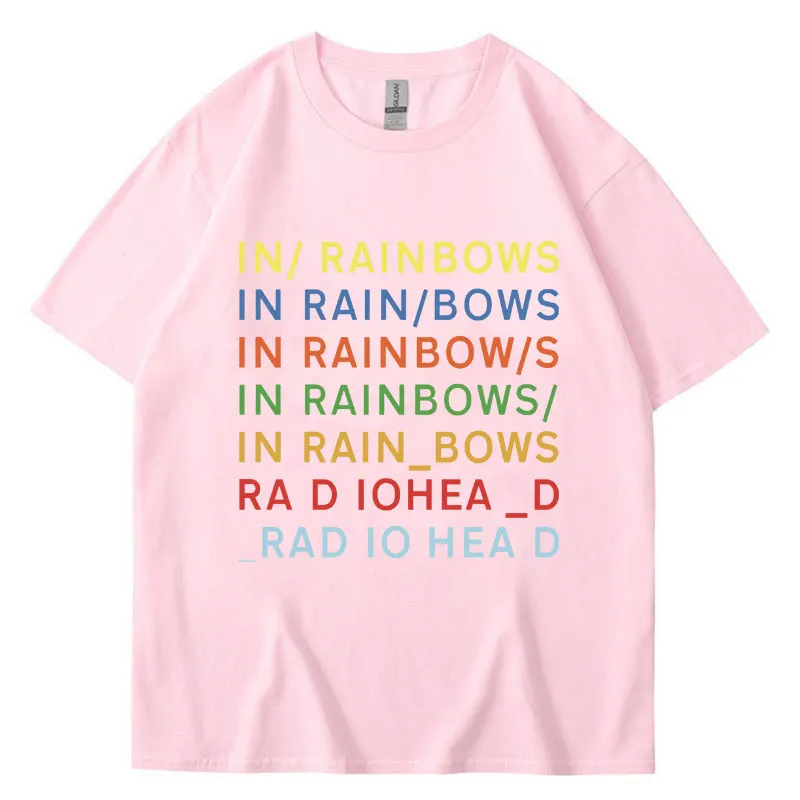 British Rock Band Radiohead T Shirt Music Album in Rainbows Men\'s Cotton Short Sleeve Hip Hop Gothic Loose T-shirts Streetwear