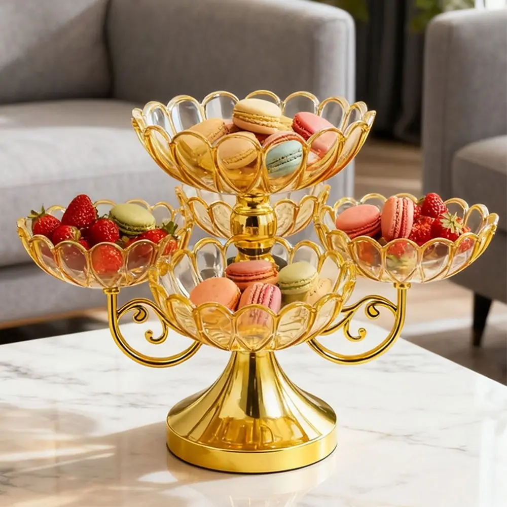 

Элегантный вращающийся поднос для закусок в форме цветка, многоярусная тарелка для десертов и закусок, разделенная на секции, в стиле легкой роскоши