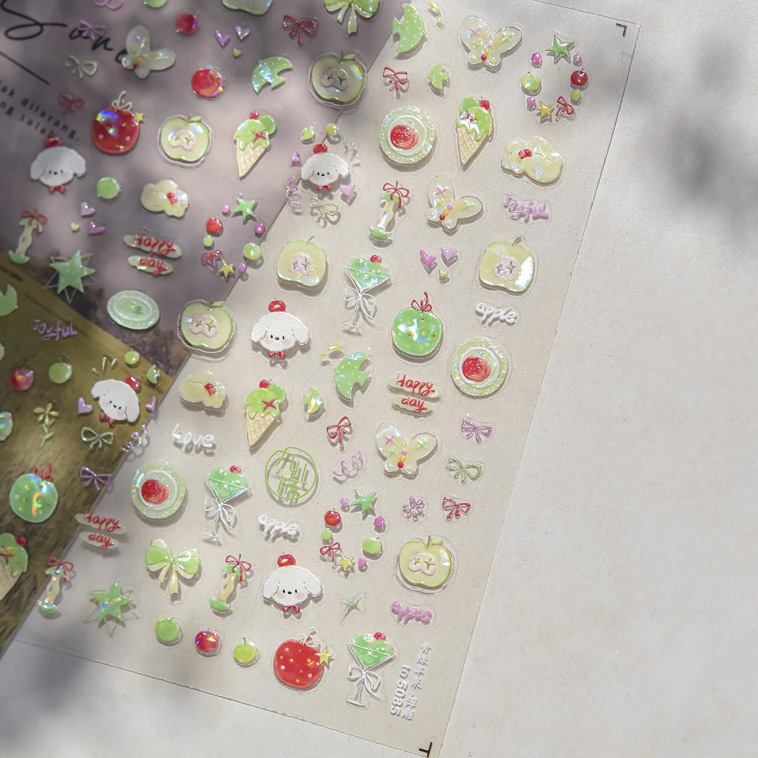 Leuke Flash Aardbei Appel Beer Hond Hoge Kwaliteit Nagelstickers Nail Art Decoratie Decals Ontwerp T-5086