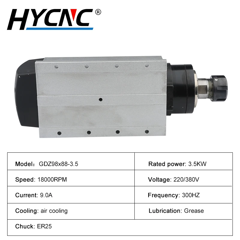 Huajiang 3.5kw Spindle Air-cooled Belt Flange 18000rpm ER25 300hz Woodworking Carving Motor