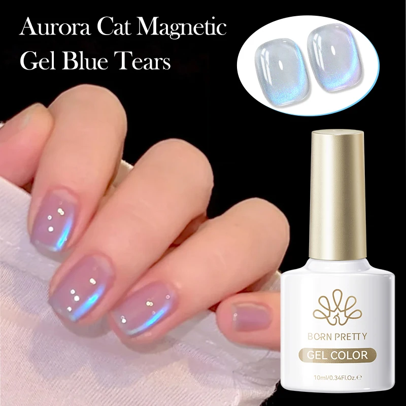 

BORN PRETTY 10ml Aurora Blue Tears Cat Magnetic Eye Gel Polish Arctic Blue Crystal Varnish Shine Glitter Nail Art HEMA TPO Free