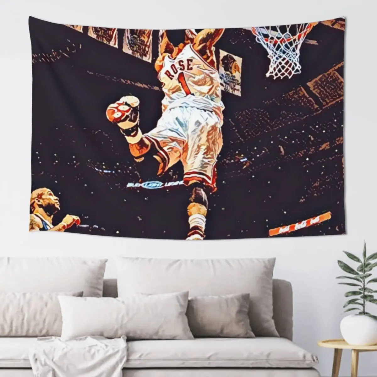 Derrick Rose Dunk Tapestry Wall Carpet Decor Home Home Decorating Bed Room Decoration Tapestry