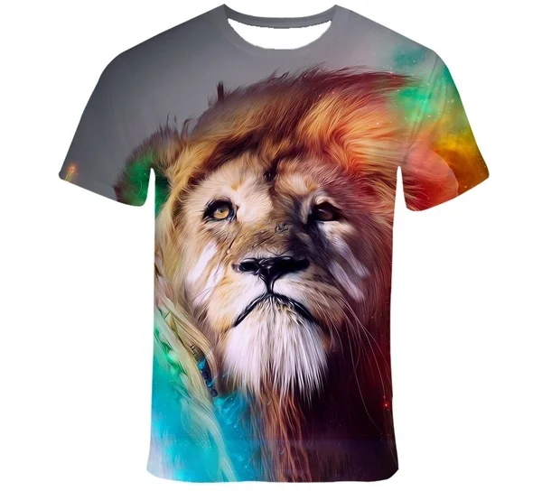 الصيف أزياء الرجال / النساء تي شيرت 3D الأسد طباعة تصميم قمم تي شيرت #2