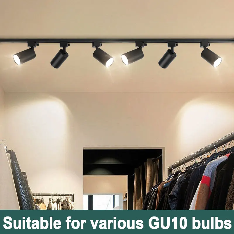 Led Track Light Replaceable GU10 Bulb Track Lamp 110v 220v for Clothing Shop Store Kitchen Living Room Decor Spotlight Lighting