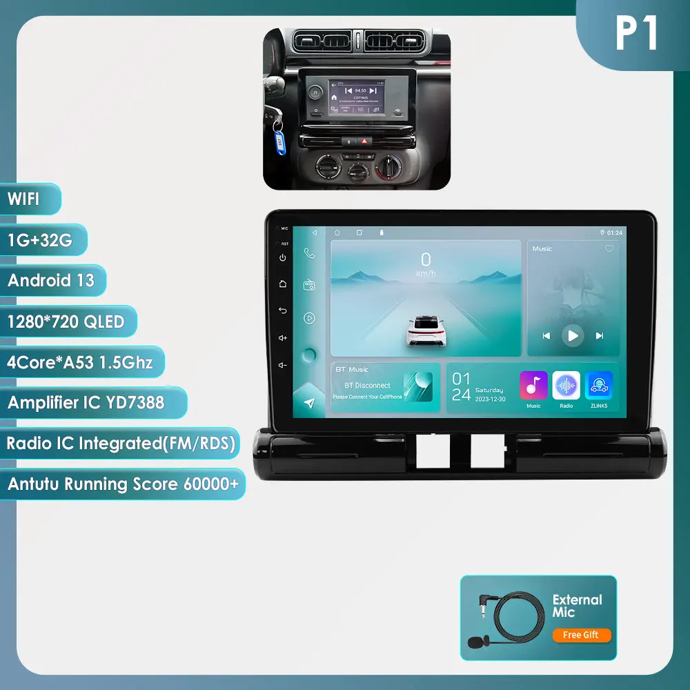 2din Android13 Autoradio Voor C3 Aircross 2017 - 2023 Citroen C4 Auto Multimediaspeler Autoradio Navi Draadloze Carplay 360Camera