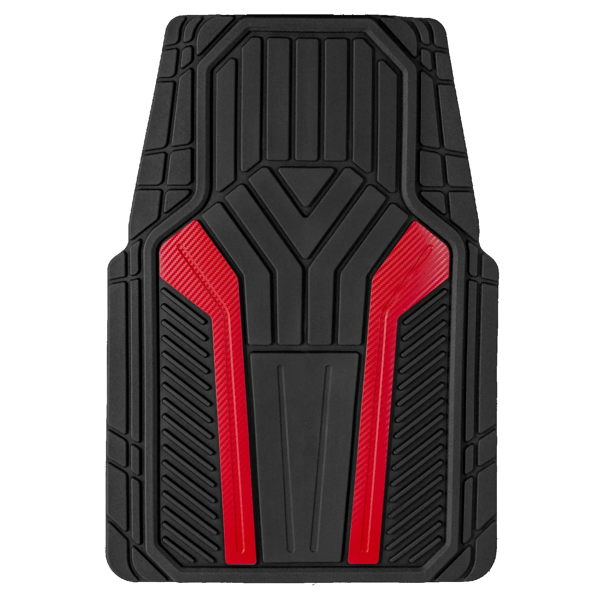 

4Piece Rubber Car Floor Mats Carbon Fiber Red - Universal Fit