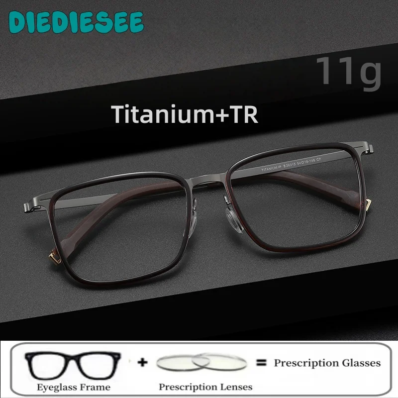 

DIEDIESEE New Men's High Quality Titanium Box Fashion Flat Light Glasses Retro Anti Blue Light Business Men's Glasses 26015