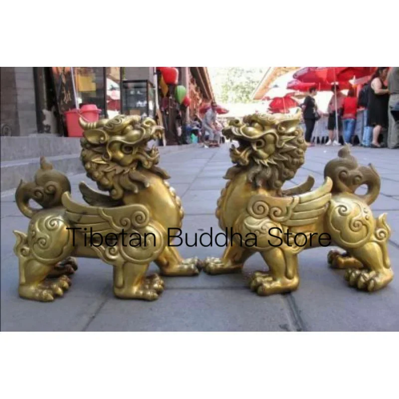 A pair Fengshui talisman Door Fu Dog Lion Lucky pixiu beast kylin Brave troops