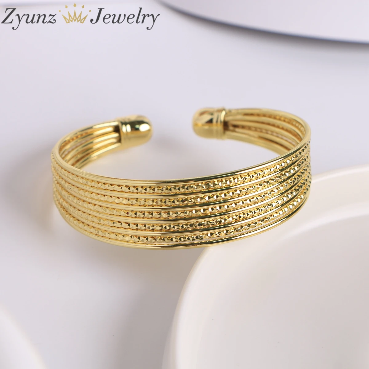5PCS, Fashion Bangle Bracelet For Women Copper Opening Gold Plated Opening Bangle Aesthetic Jewelry pulseras mujer