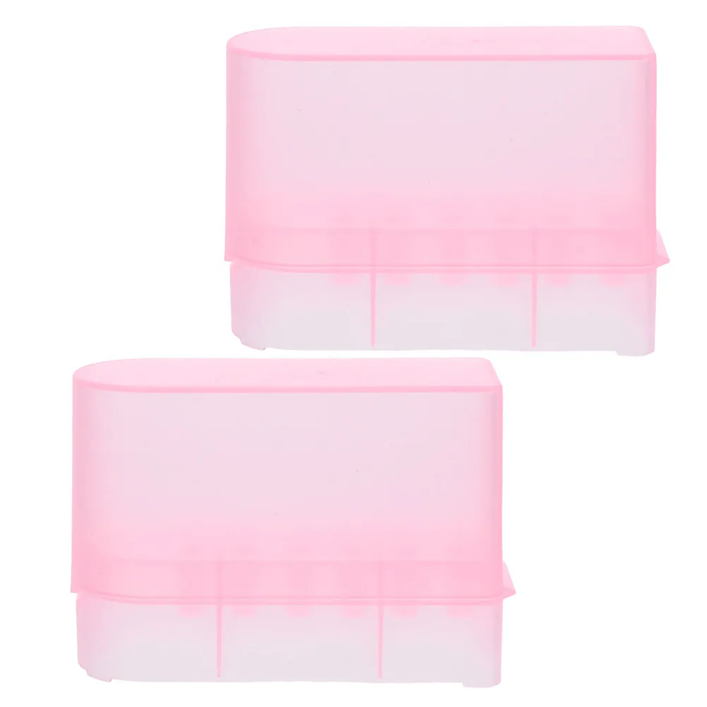 

2Pcs Nail Drill Bits Organizer Box Clear Sturdy Storage Container for Manicure Polishing Heads Grinding Bits Salon Tool Display