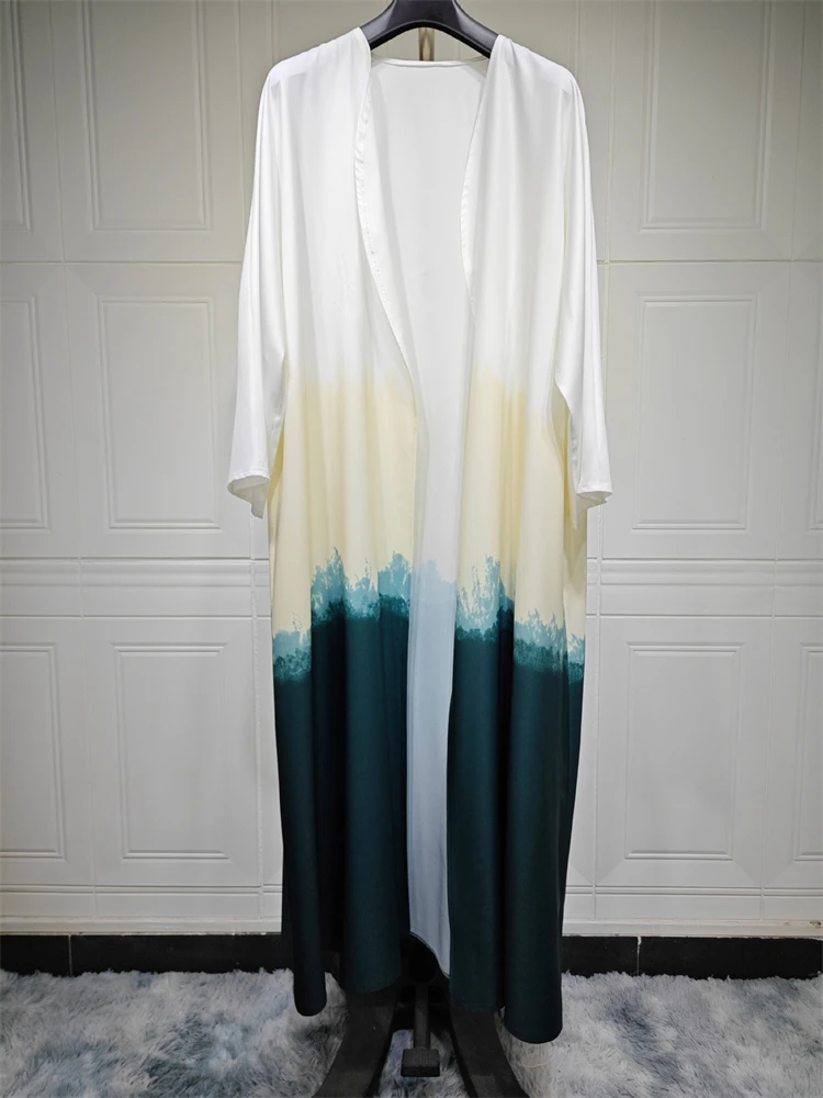 Ramadan Eid Summer Tie Dyeing Color Open Batwing Kimono Abaya Dubai Muslim Modest Dress Islam Clothing Abayas For Women Kaftan