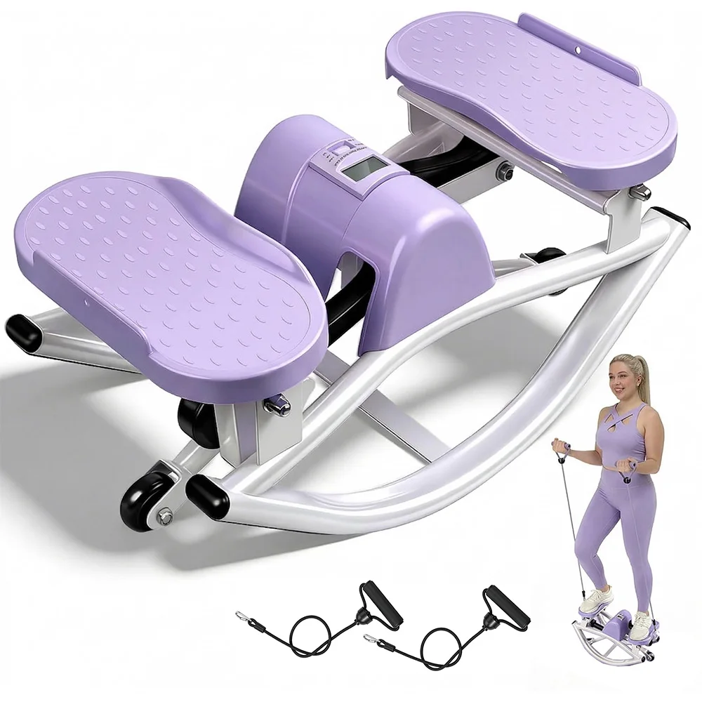UMAY Mini Stepper Machine with Resistance Bands, Portable Silent Lateral Stepper for Home Workout, Leg Glute Training Equipment for Men Women