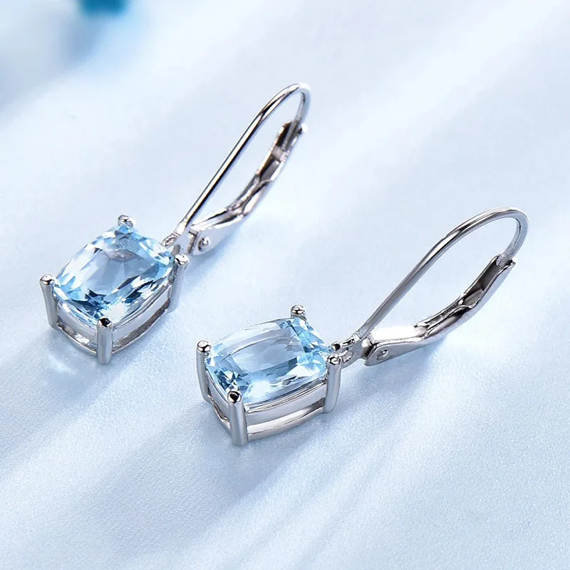 Fashion  Plated Color Sky Blue Stone Drop Long Earrings Temperament Earrings For Women Wedding Exquisite Jewelry