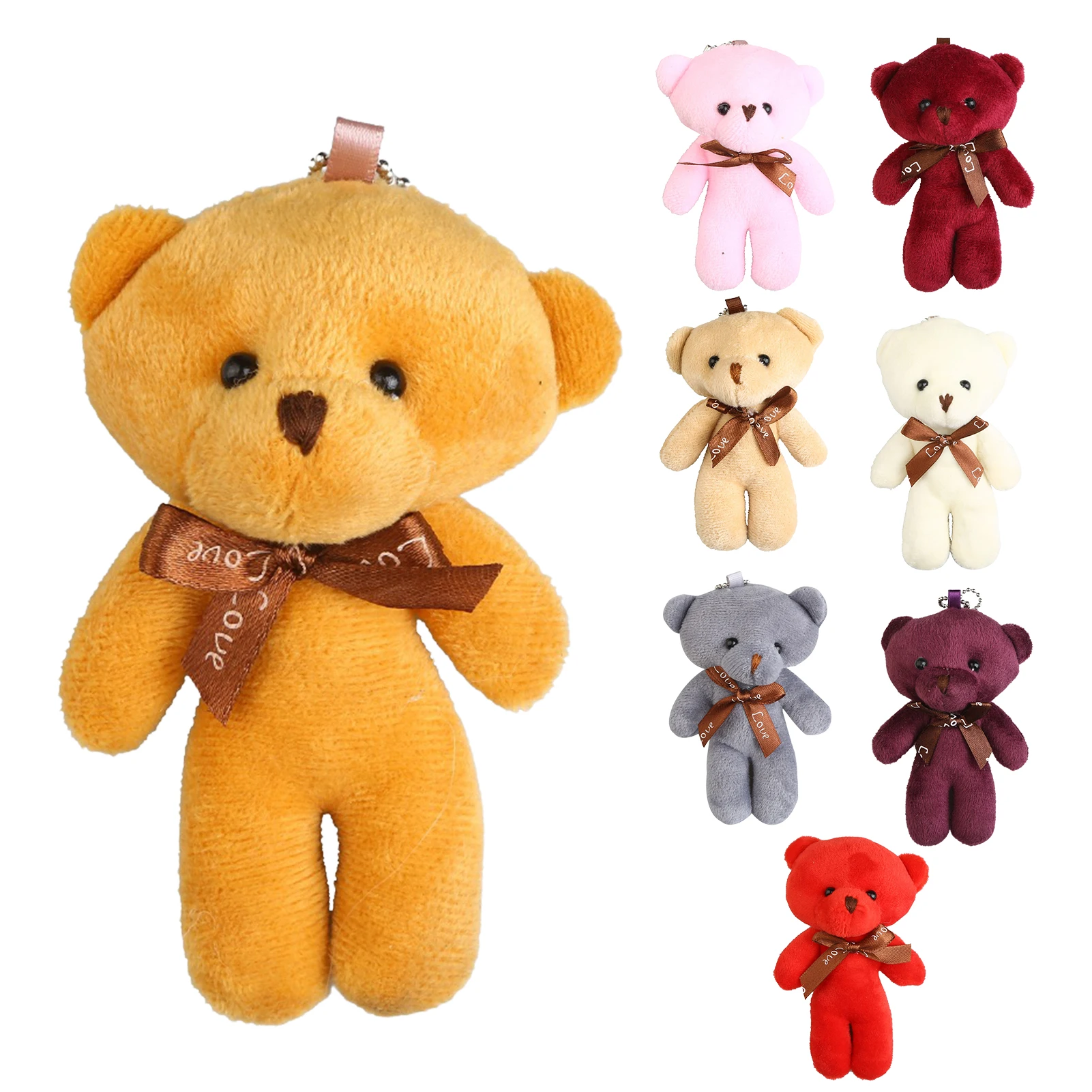 

12cm Mini Plush Bear Toy Pendant PP Cotton Stuffed Lovely Teddy Bears Doll Keychain Party Wedding Present Children Birthday Gift