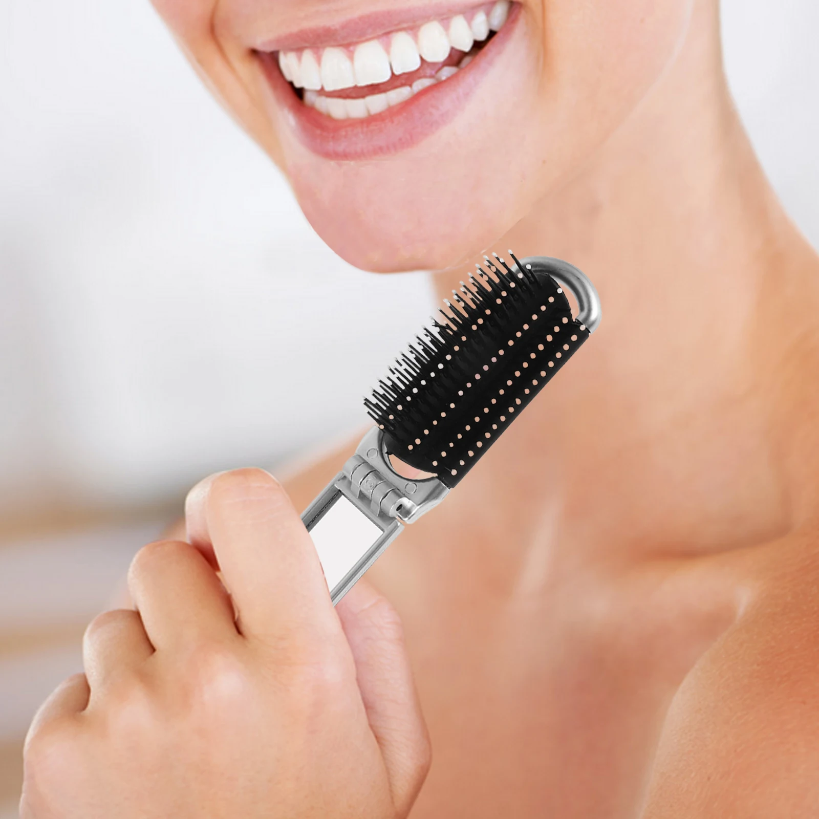 

Folding Mirror Hair Brush Compact Foldable Portable Travel Size Handbag Foldable Hair Brush Small Hairbrush for Women