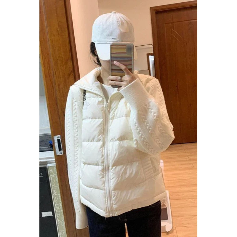 Loose Warm Outerwear Women Padded Coat For Vacation Holiday Beach Knit Sleeve Detail Medium Elasticity Stretch