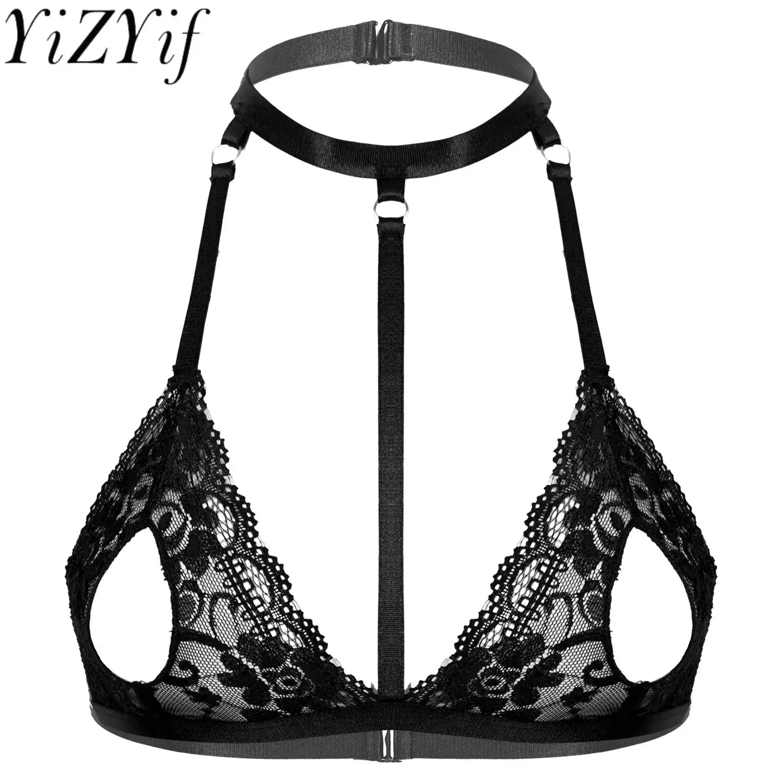 Womens Sexy Lingerie Lace Floral Sheer Hollow Out Open Nipples Wireless Unlined Bra Tops Bralette Brassiere Sexy Bra Underwear