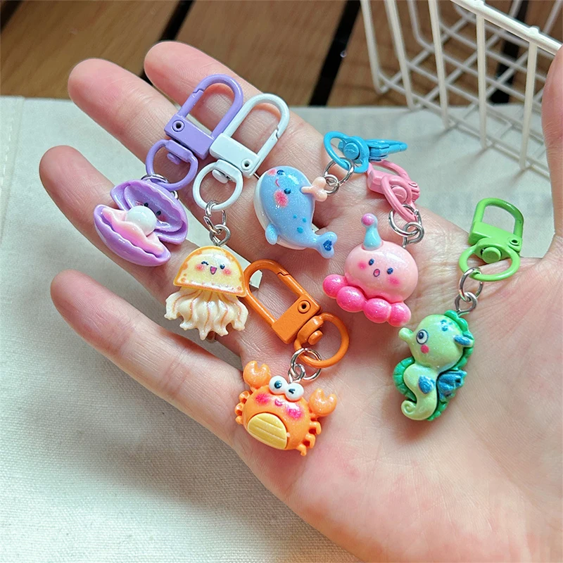 Cartoon Versatile Marine Organism Keychain Cute Animals Keyring Pendant Fashion Creative Backpack Decoration Accessories Gifts