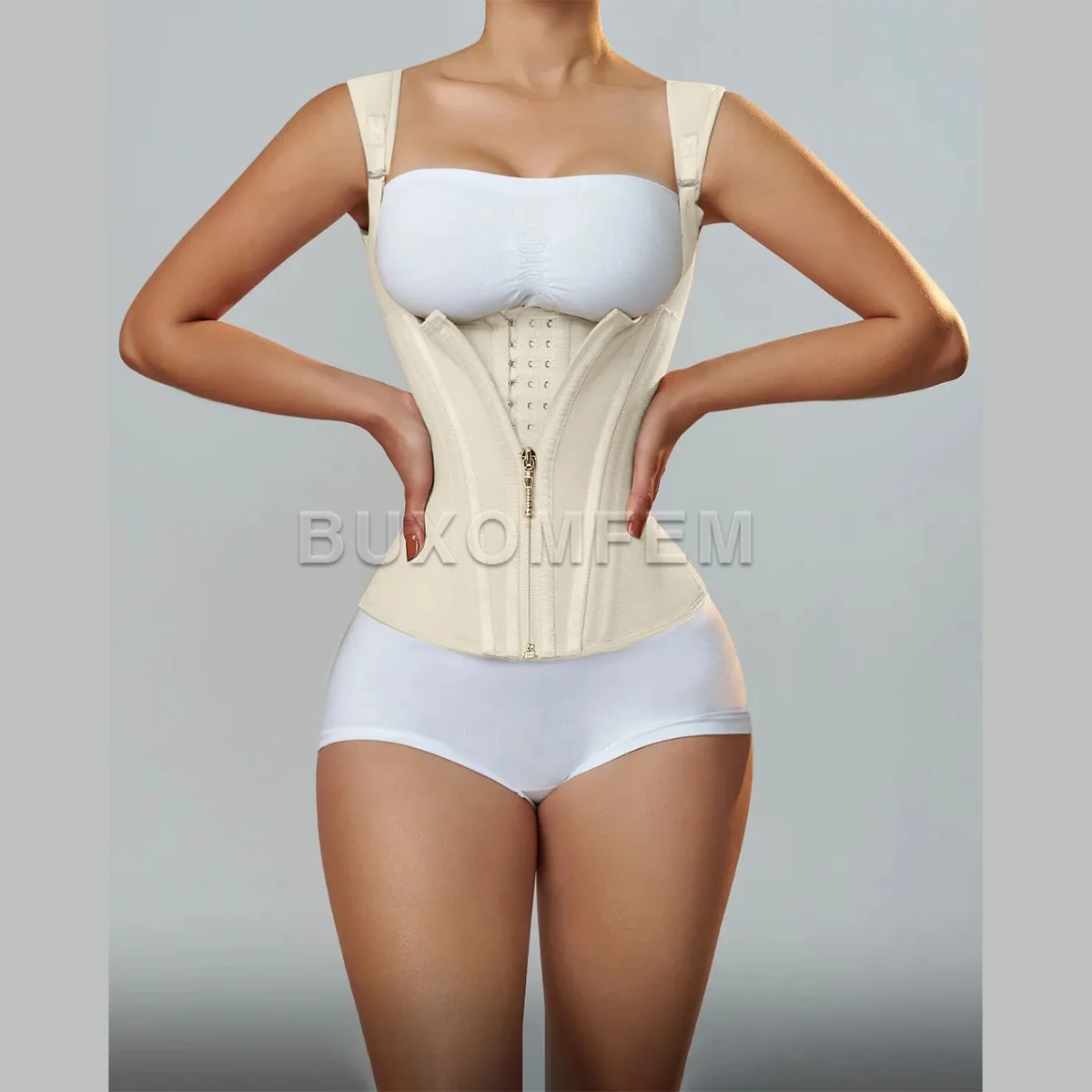 Fajas Colombians Girdles with Row Buckle and Zipper Unique Postpartum BBL Corset Binder Waist Body Shaper for Women Post Surgery