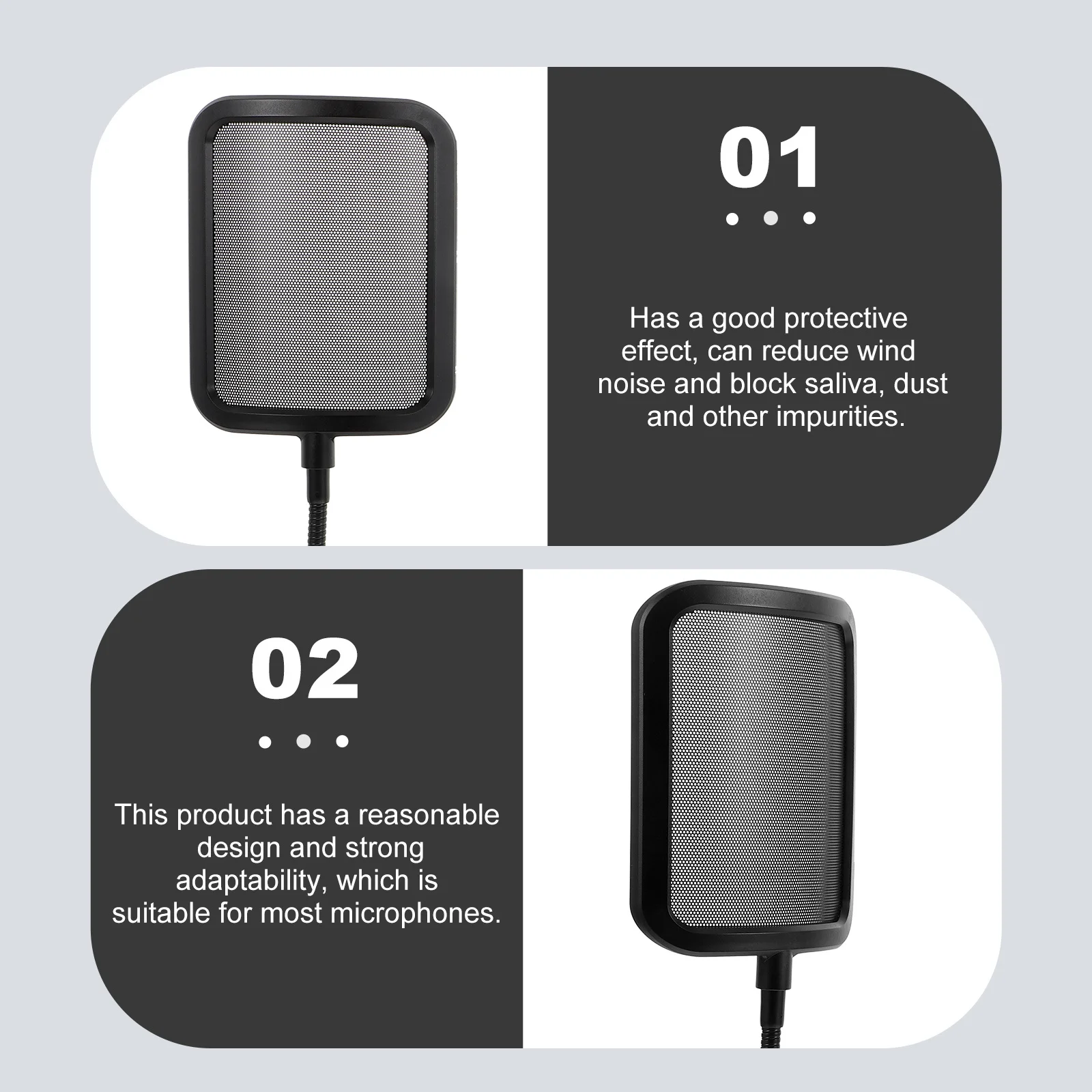 

1Pcs Square Metal Microphone Windshield Clip Practical Noise Reduction Filter Shield Recording Mic Sound Absorbing Cover