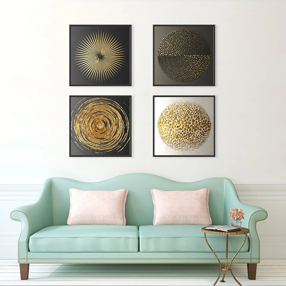 Golden Art Canvas Painting Modern Abstract Gold Foil Poster And Prints Wall Art Pictures Living Room Bedroom Home Decoration