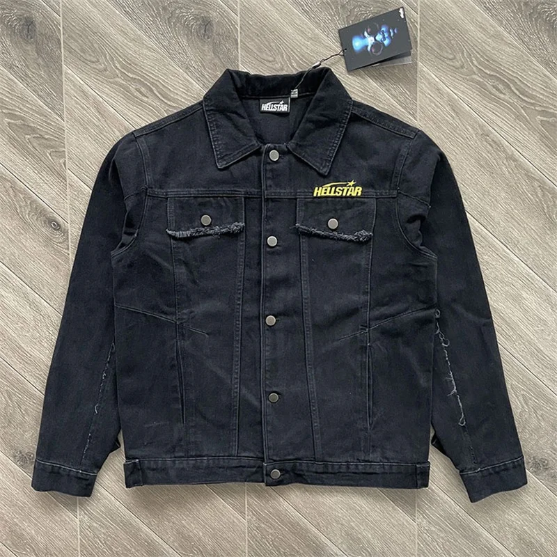 24SS Oversized Washed Black Denim Jackets For Men Women Best Quality Heavy Fabric Embroidered Logo Jackets