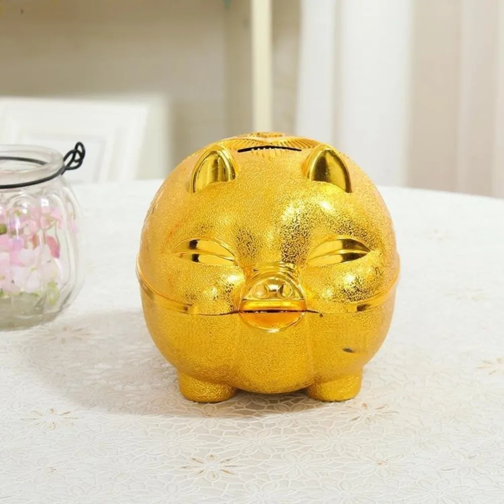 Decorative Animal Pig Plastic Piggy Bank Gold Pig Frosted Pig Money Jar Thickened Good Luck Coin Saving Box Student Gift