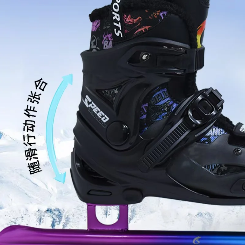 Ice Skate Shoes Thickened Thermal Speed Sliding Skating Blade Ice Hockey Footwear Beginner Adult Teenagers Kids Roller Skate