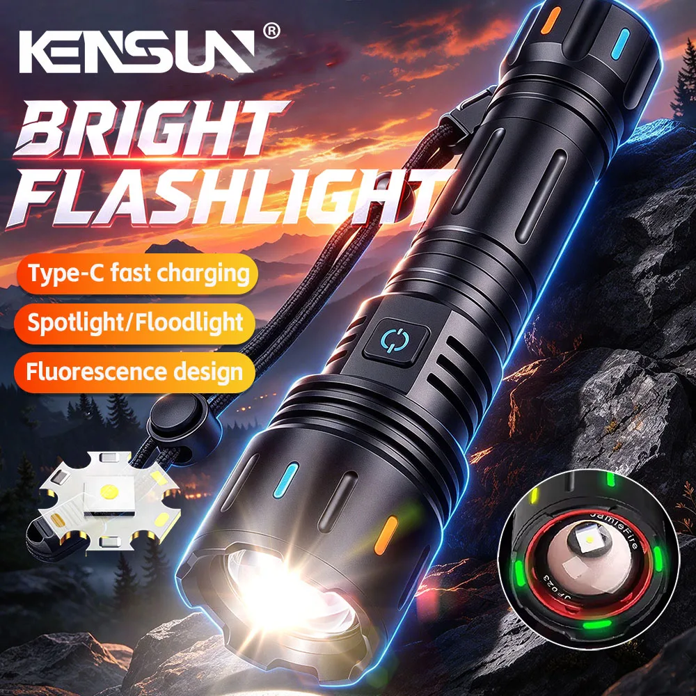 Super Bright LED Flashlight High Power Long Shot Rechargeable Torch Waterproof Portable Lamp For Outdoor Camping Hiking Fishing