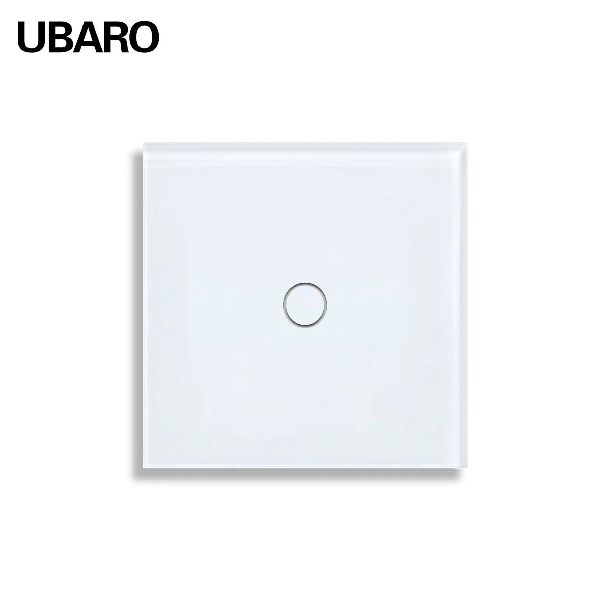 UBARO 86×86mm 1/2 Gang 2-Way Touch Switch, No Neutral Required, Red/Blue LED, Fits 60mm Round Box, Tempered Glass
