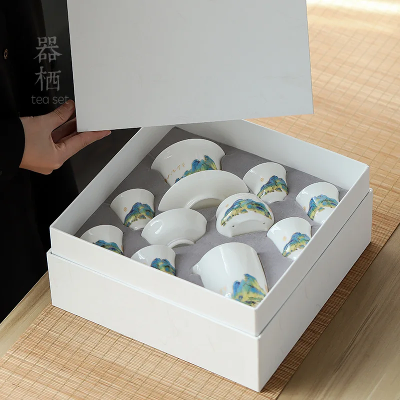 

Культурная и креативная серия Чайный сервиз Гайвань Керамический чайный сервиз кунг-фу Янцжи Нефритовый фарфор Дехуа Белый фарфор