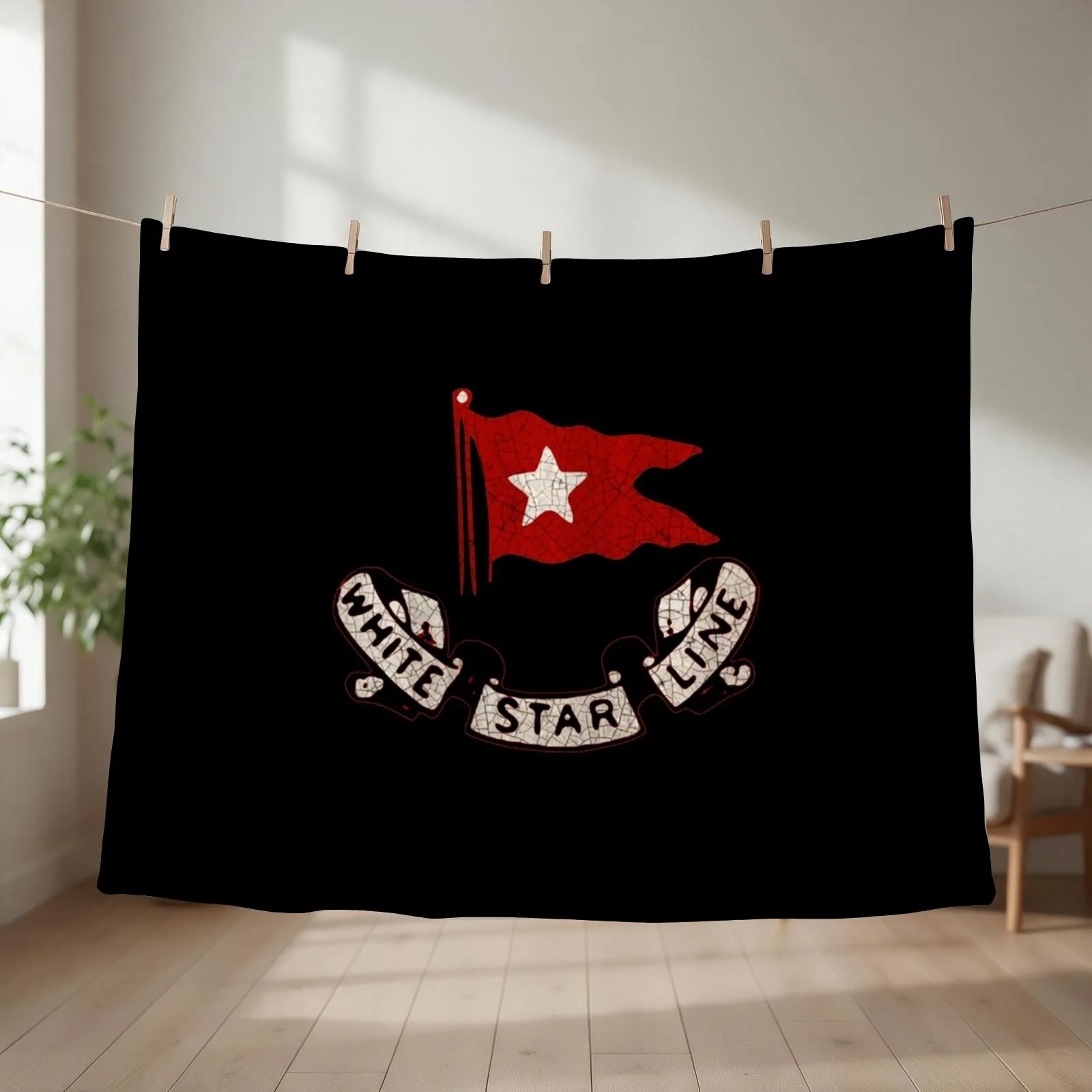 White Star Line T-ShirtWhite Star Line T-Shirt_by Midcenturydave_ Throw Blanket