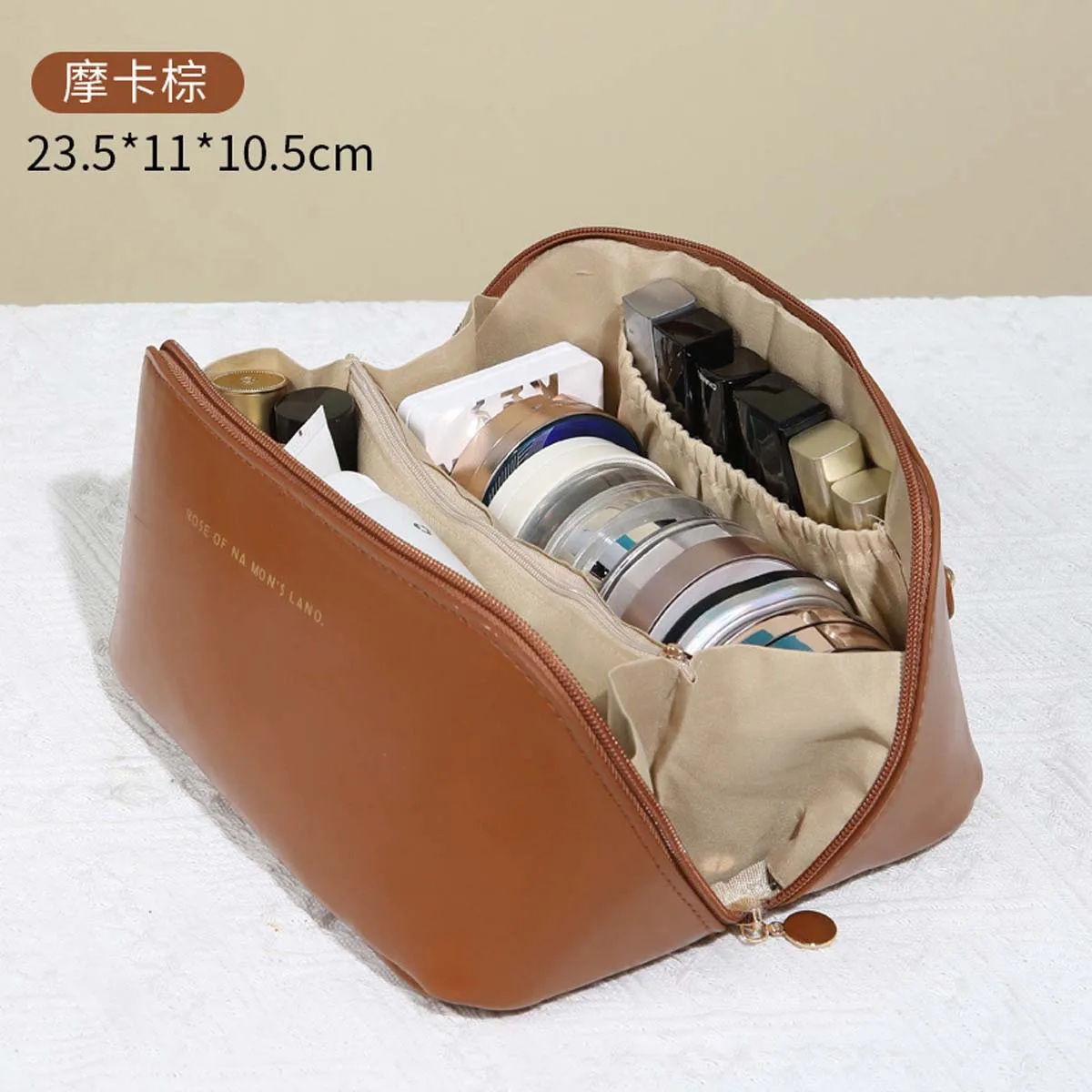 Factory direct sales large capacity storage bag high-grade PU leather portable travel 2024 new pillow makeup bag