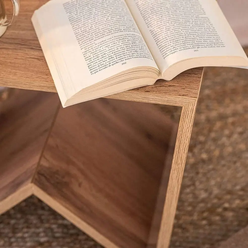 طاولة منخفضة مصنوعة يدويًا من خشب البلوط الريفي، صناعة يدوية إيطالية