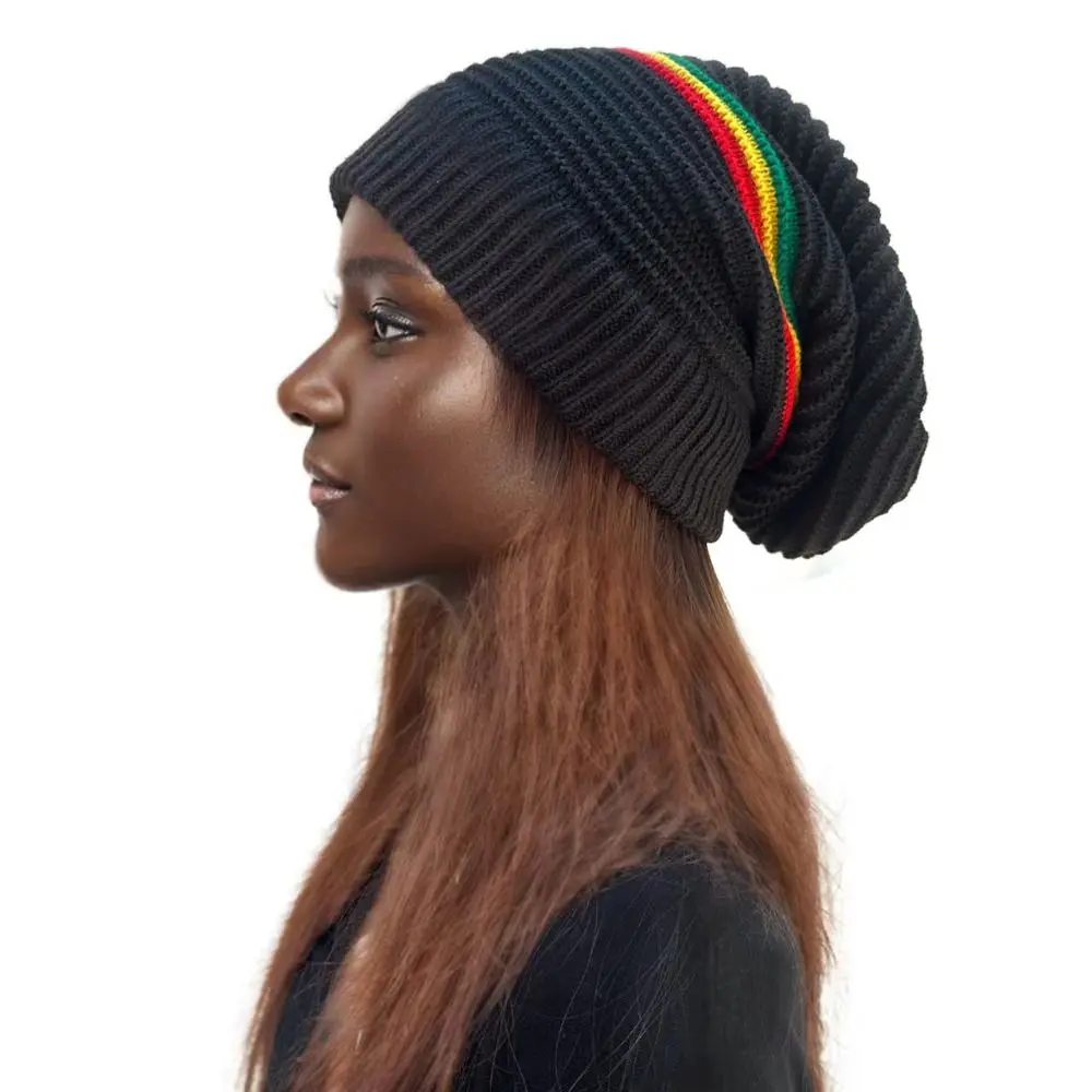 

Beanies Pullover Weaving Reggae Hat Striped Color Casual Wear Jamaica Knitted Hat Comfortable Warm Skull Caps Winter Autumn