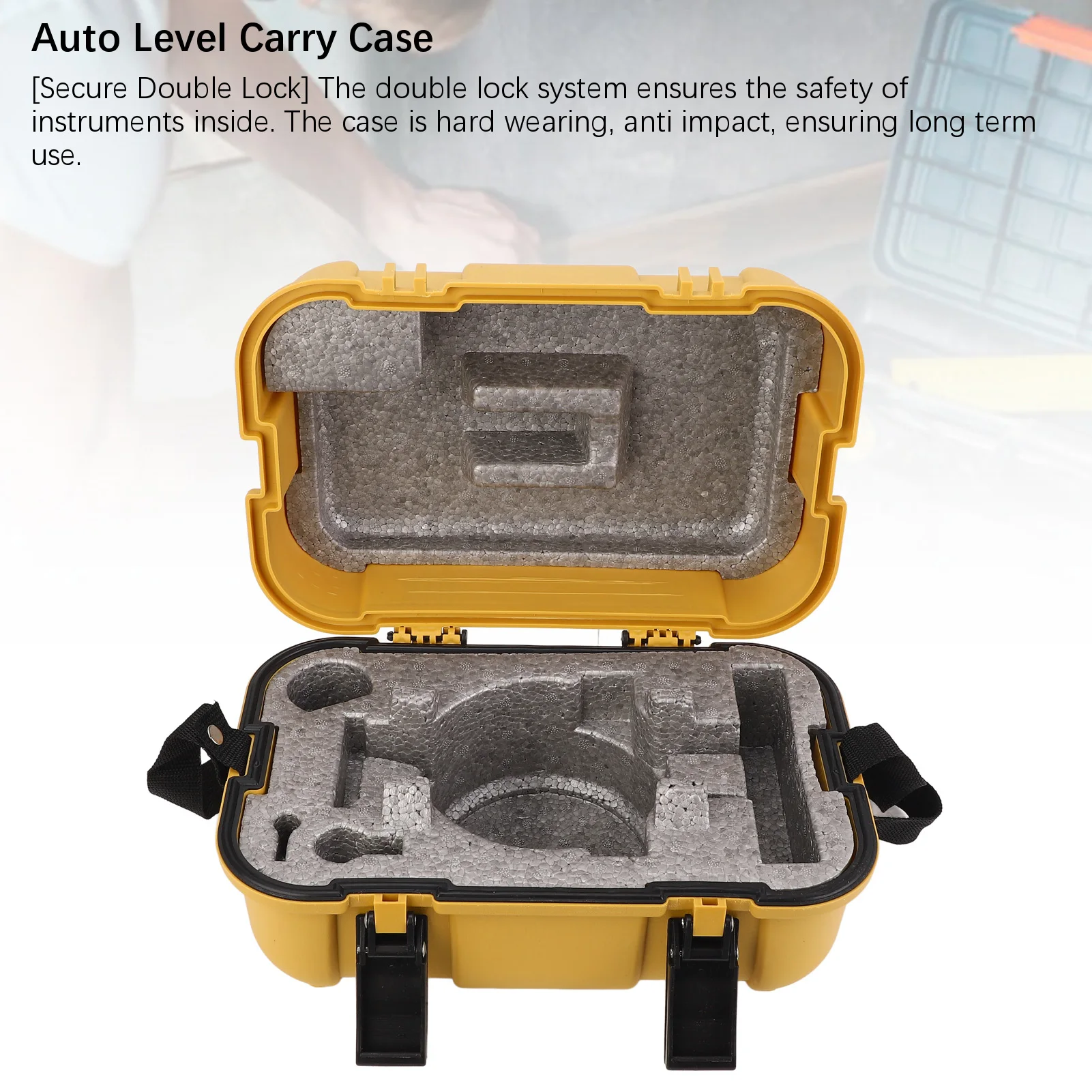 Yellow Surveying Instrument Carrying Case with Double Lock for Auto Level Empty Box Compatible with Total Station Theodolite Pri