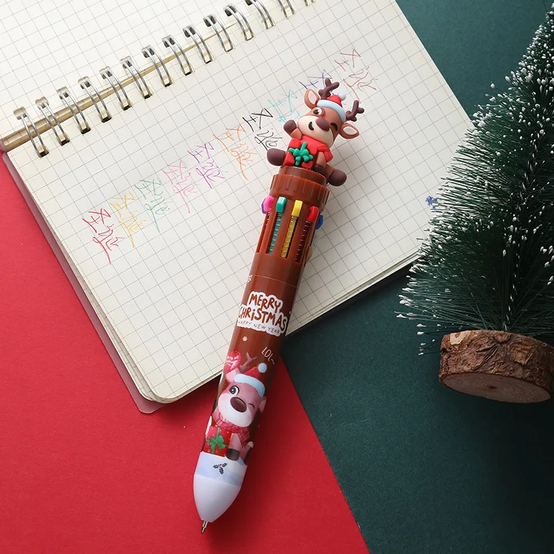 4 Pieces Christmas Ballpoint Pen Retractable Multicolor Ballpoint Pen for Kid Calss Reward Christmas Party