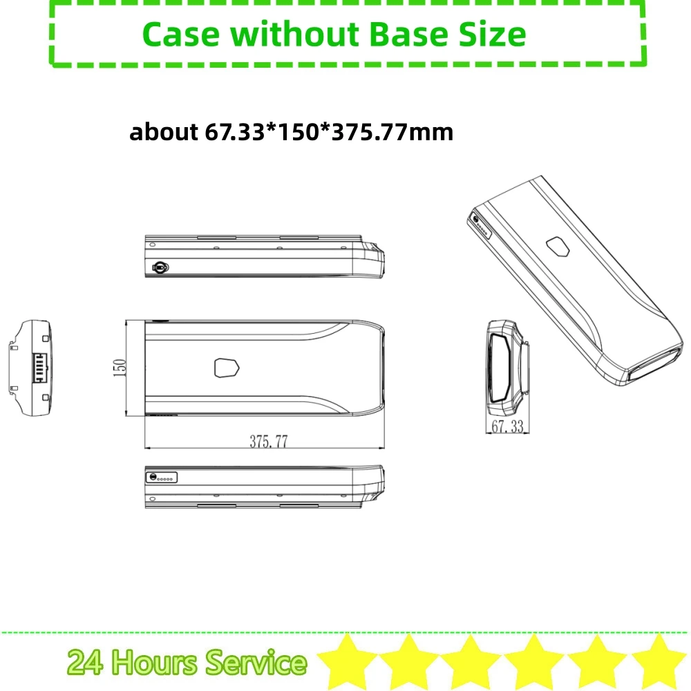 36V 37V 48V Ebike Battery Box City Bike Rear Rack Carrier E-bike Battery Case Housing for Phylion XH370-13J Wall-ES Battery Box