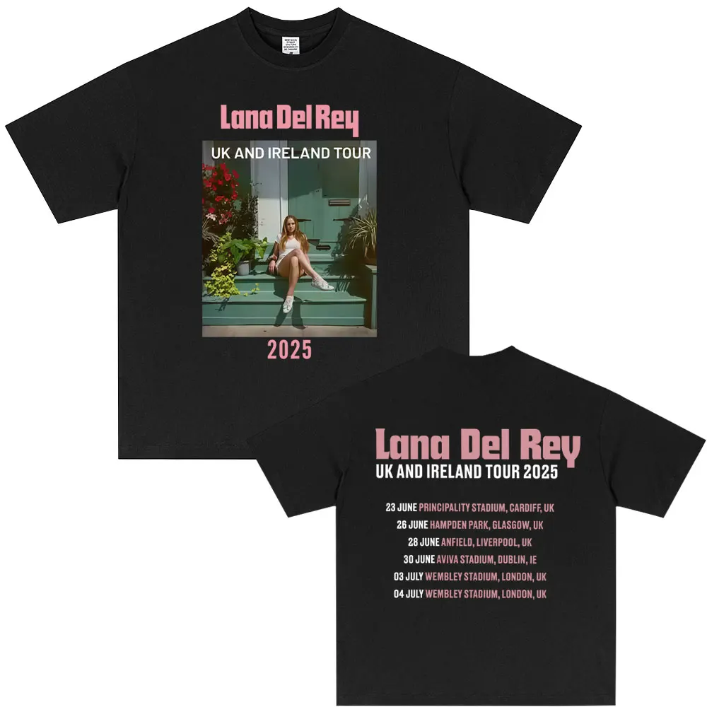 

Singer Lana Del Rey UK and Ireland Tour 2025 Merch T-shirt Men Women Fashion Pop Music T Shirts Casual Cotton Vintage T-shirts
